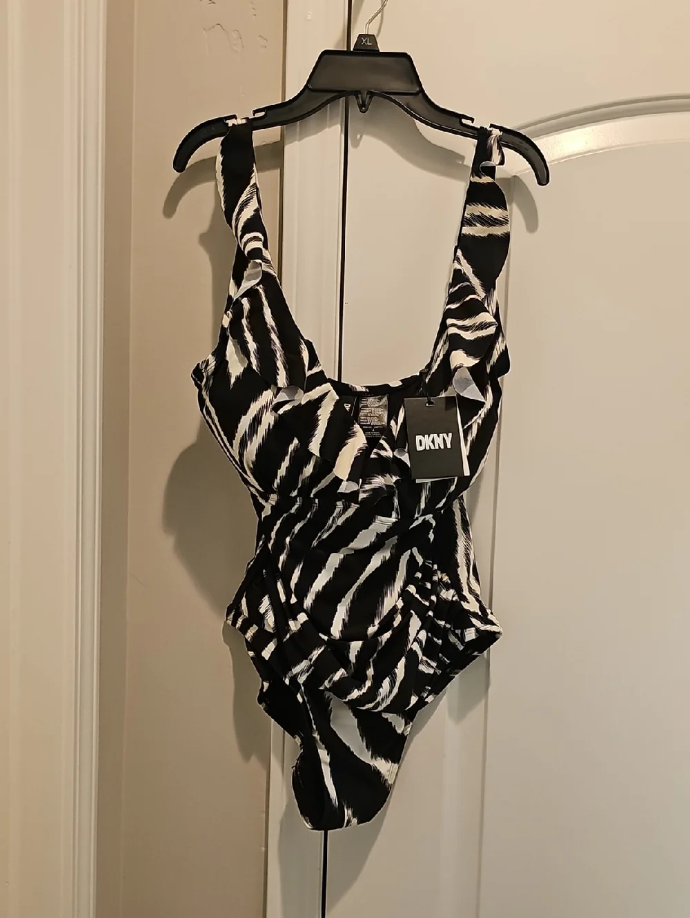 DKNY Black & White Zebra-Print One-Piece Swimsuit - Picture 1 of 6